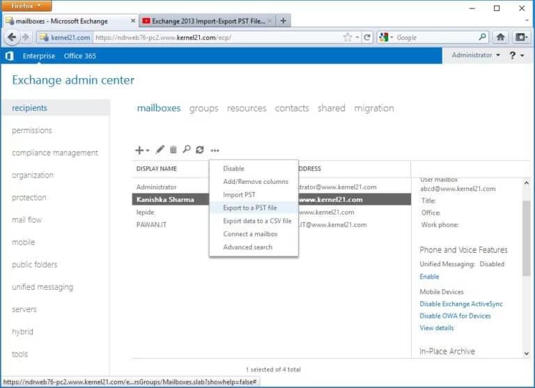 Convert Exchange EDB mailbox to PST